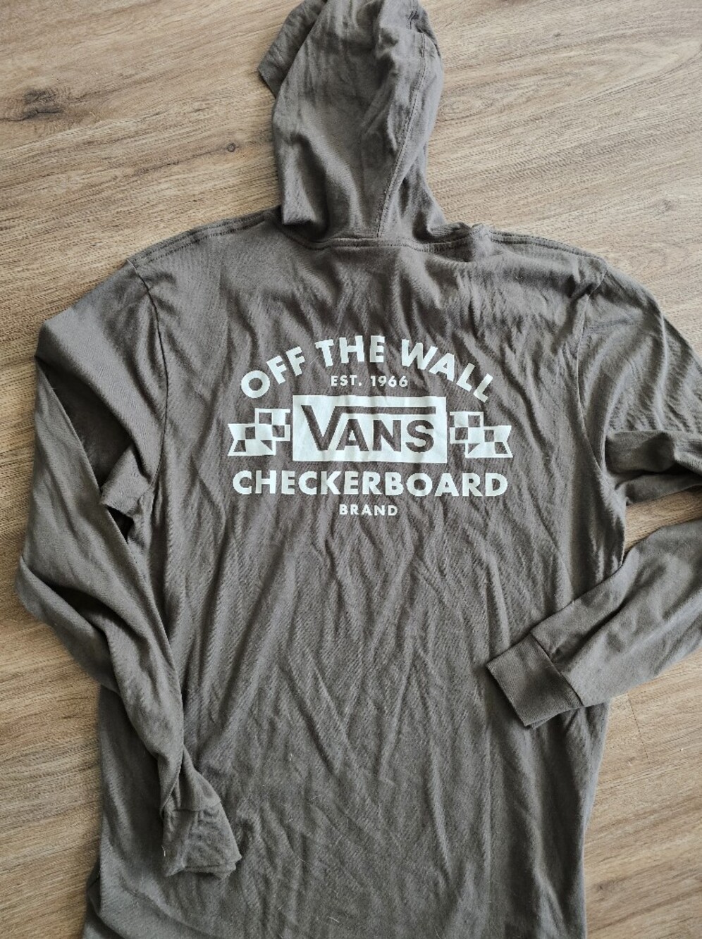 Vans Olive Green Hooded Long Sleeve Tee with White Logo